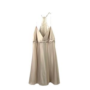 Flora Nikrooz satin lace Chemise‎ Nightgown Sz S neutral beige